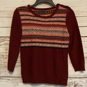 Velvet Red Patterned Sweater